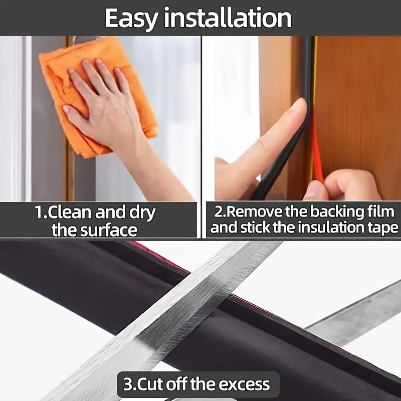 Weather Stripping Door Seal Strip,Self-Adhesive Rubber Soundproof Door  Weatherstripping for Door Frame Window Insulation Large Gap