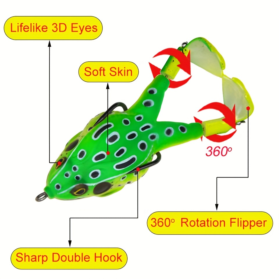3pcs Frog Fishing Bait Double Propeller Soft Lure Kit,Realistic Prop Frog  Soft Swimbait Floating Bait Especially for Bass Freshwater Saltwater  Fishing