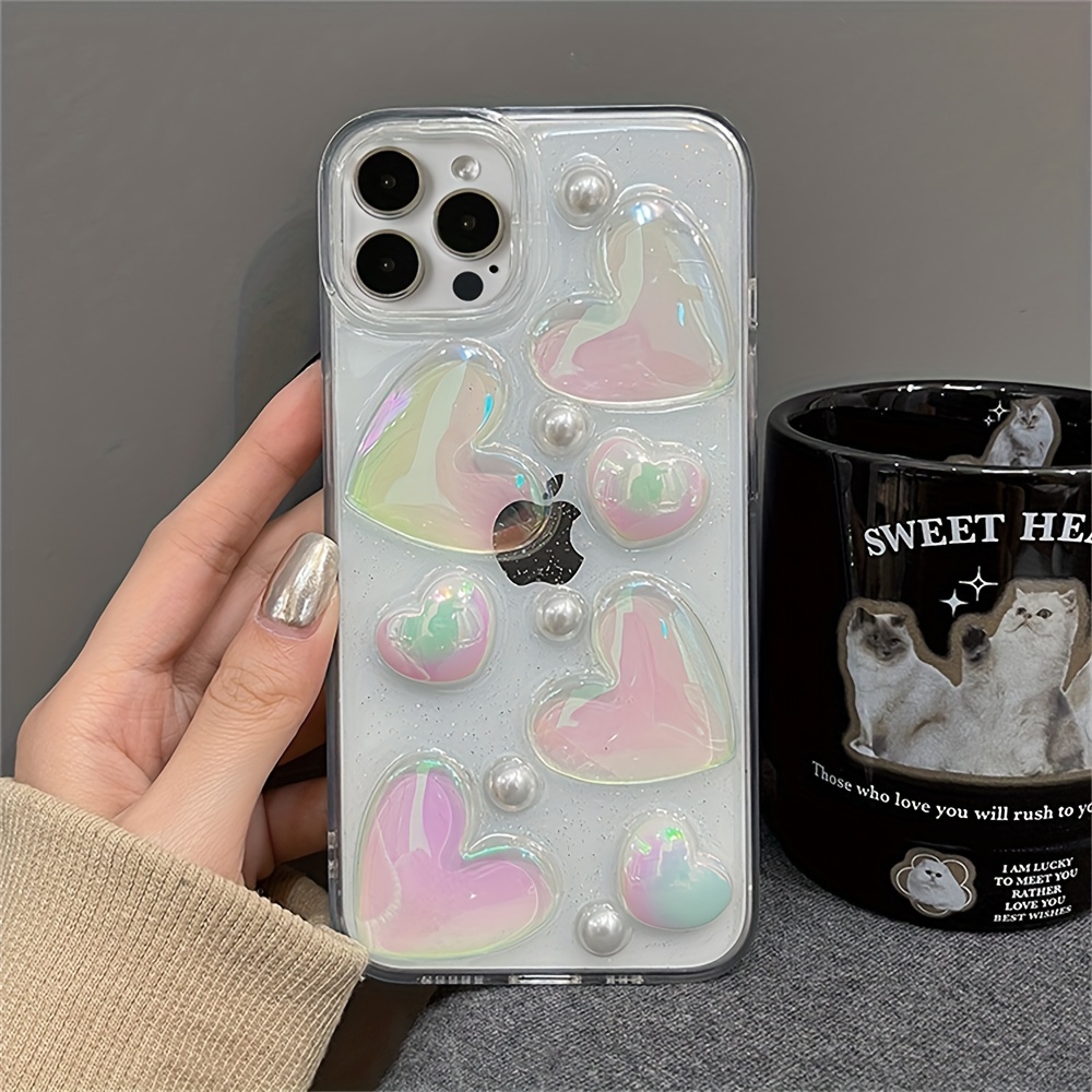 Case Iphone Laser Heart, Laser Glitter Love Heart Case