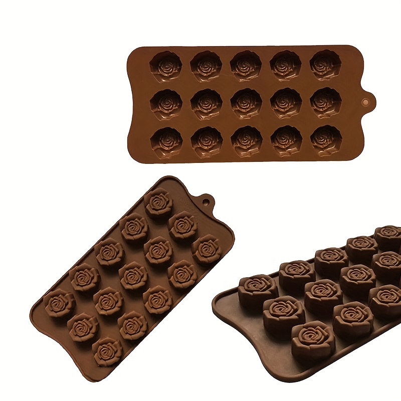 1pc 15-cavity Brown Chocolate Square Silicone Mold, Diy Candy