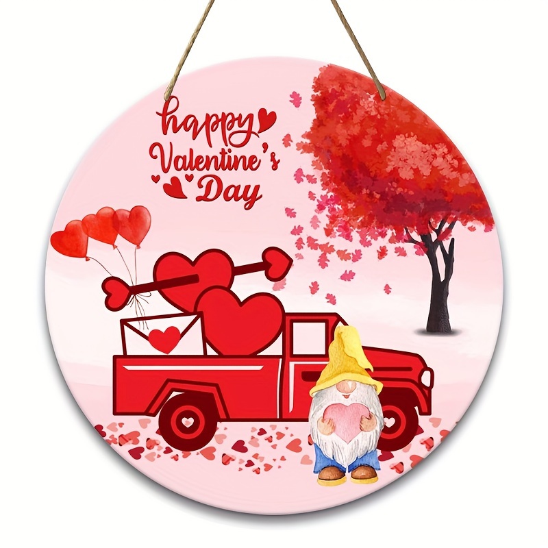 Valentine Hearts Wreath Sign Valentine Round Wreath Sign - Temu