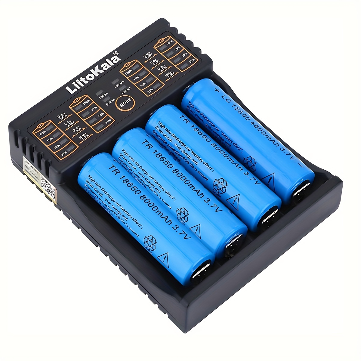  Cargador de batería 18650 de 4 bahías de carga rápida, para  baterías de iones de litio de 3.7 V TR IMR 10440 14500 16650 14650 18350  18500 16340 (RCR123), cargador de batería recargable universal inteligente  USB : Electrónica