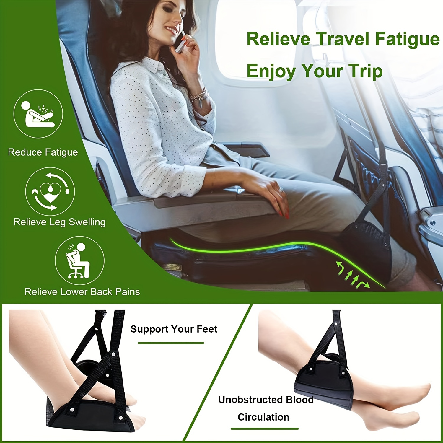 Airplane Foot Hammock Foot Rest Travel Accessories Adjustable
