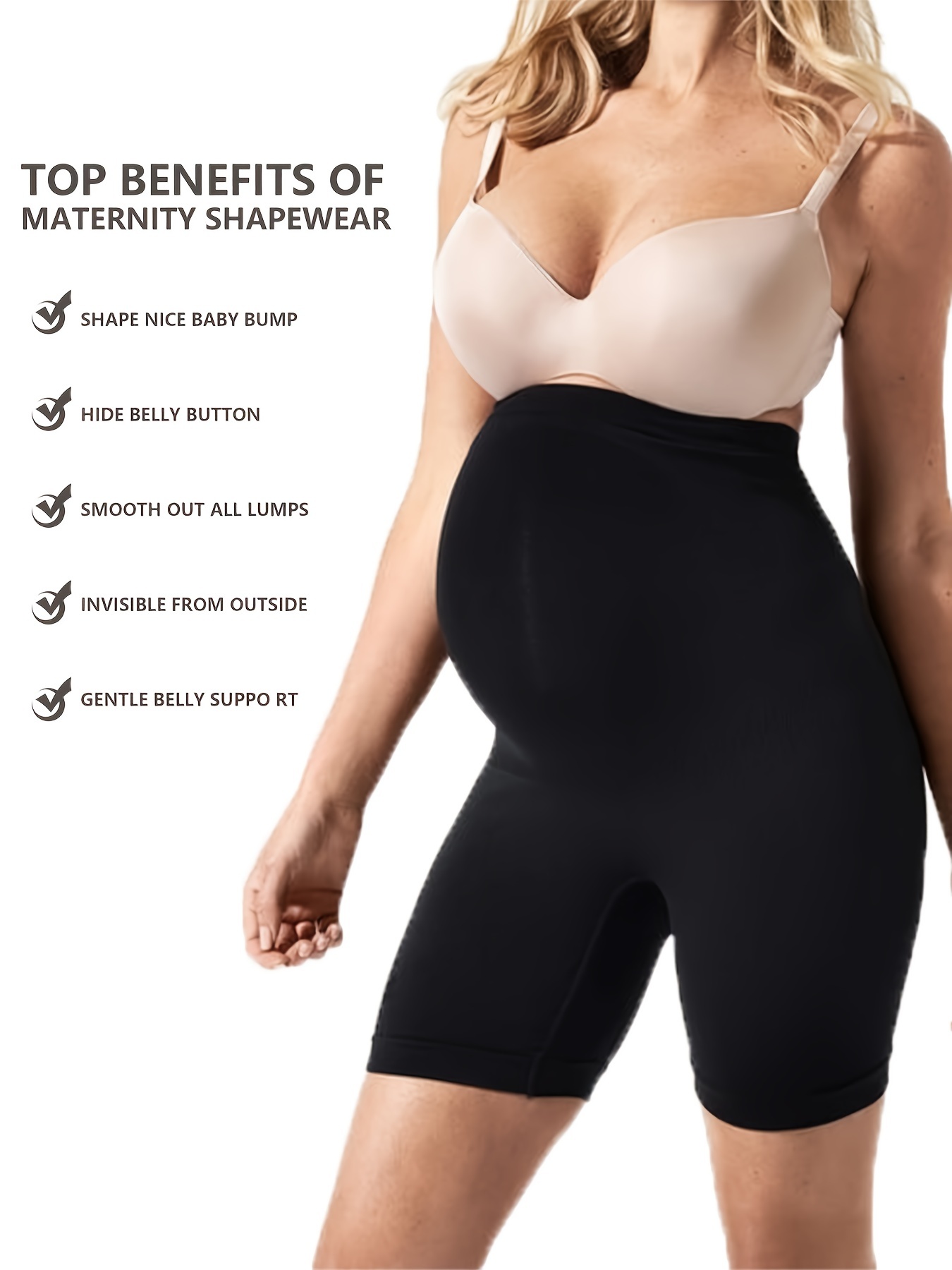 2 Pcs Womens Seamless Maternity Shapewear High Waist Mid-thigh Pettipant  Pregnancy Underwear For Belly Support