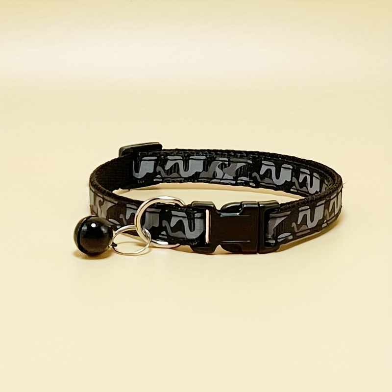 Black Leopard Printed Cat Collar And Leash Set, Rabbit Leash Rope