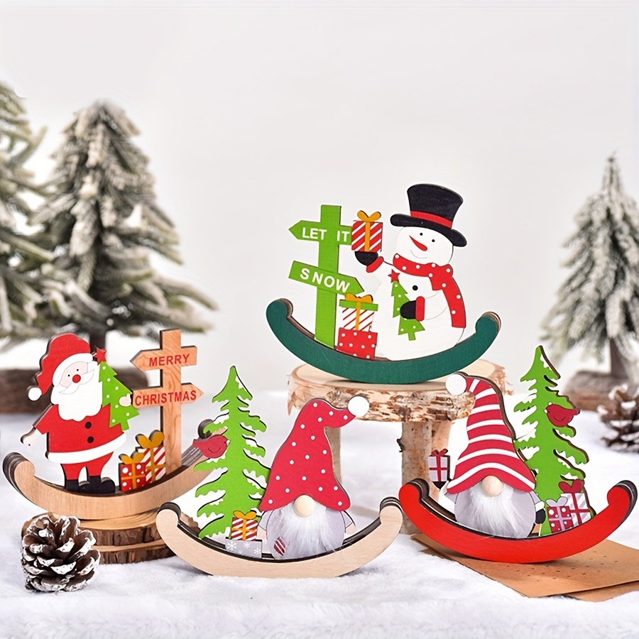 1pc Christmas Wooden Crafts, Holiday Assembly, Home Mini Sled Car Desktop  Decoration