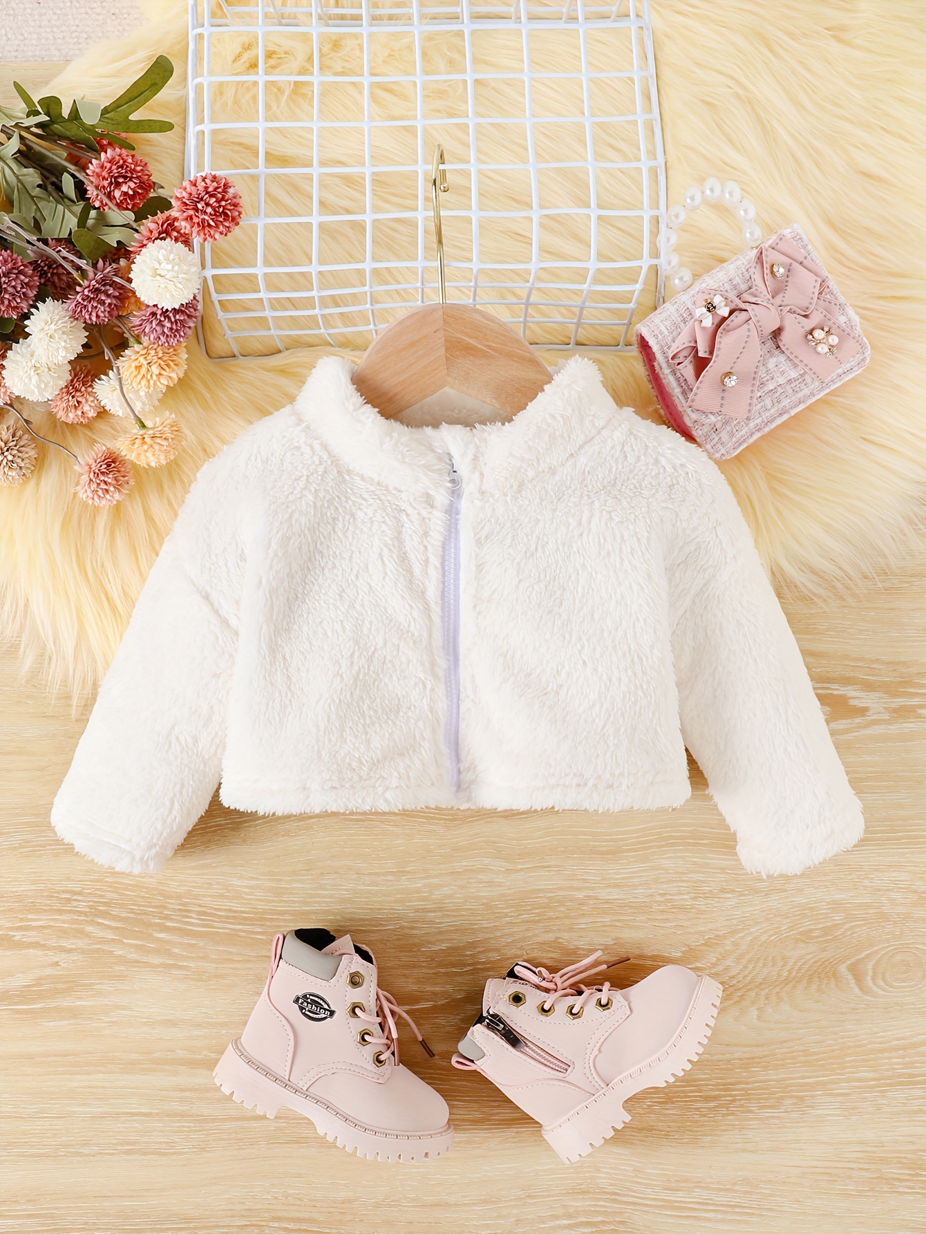 Baby Girls Doll Collar Puffer Coat Heart Print Fleece Warm - Temu Germany