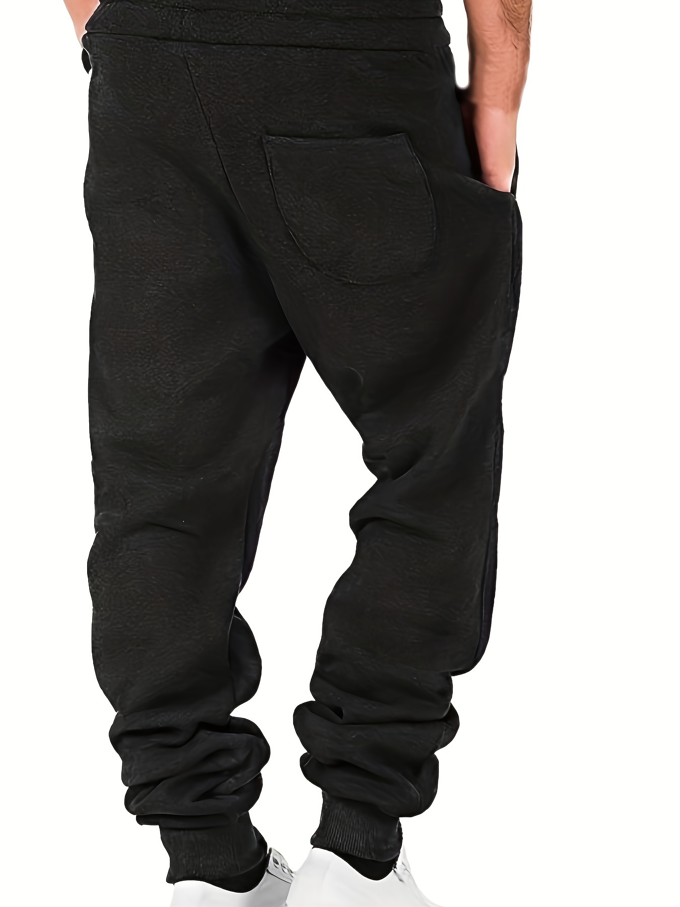 Solid Drawstring Sweatpants Loose Fit Pants Men's Casual - Temu