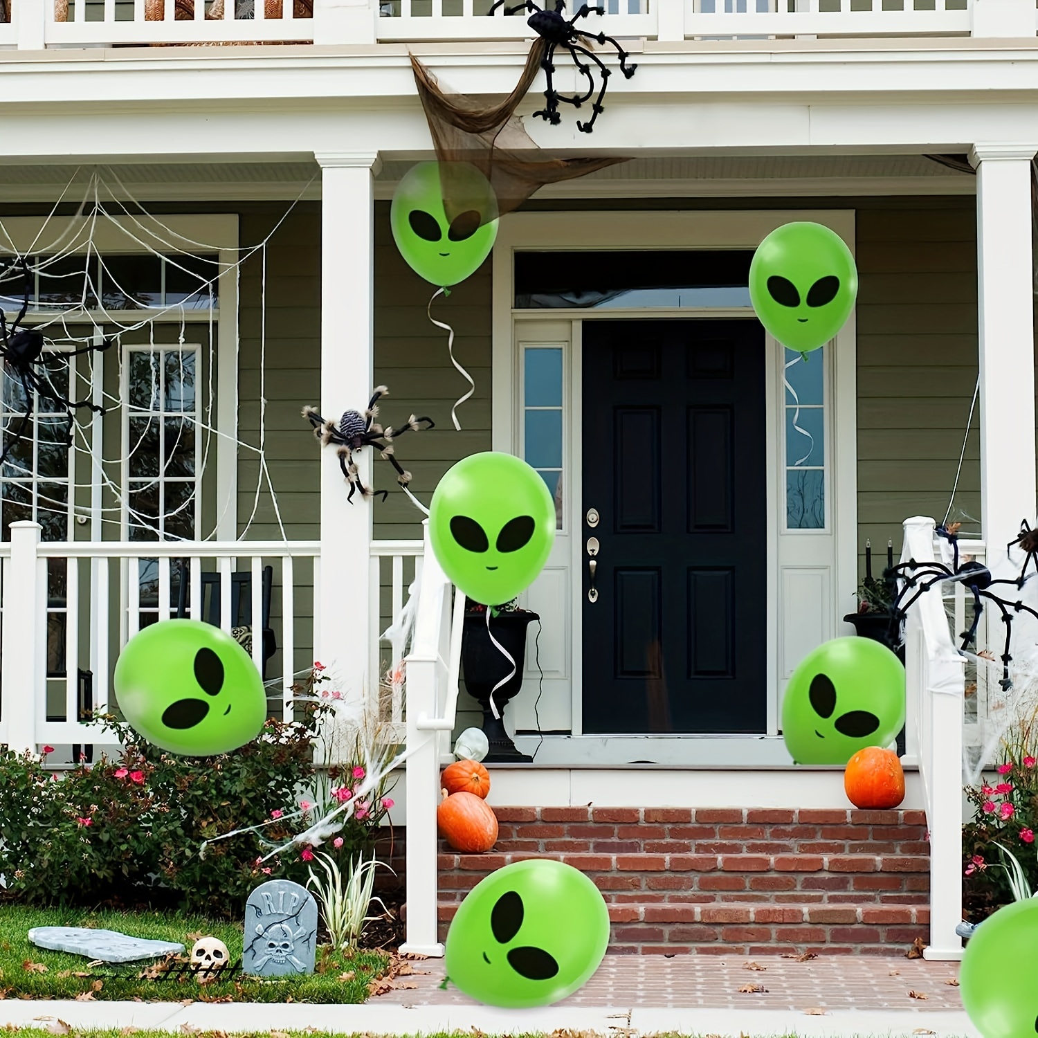 52 globos de alienígena para decoración de alienígenas, suministros  inflables para fiestas de extraterrestres, incluye 4 piezas de accesorios  de