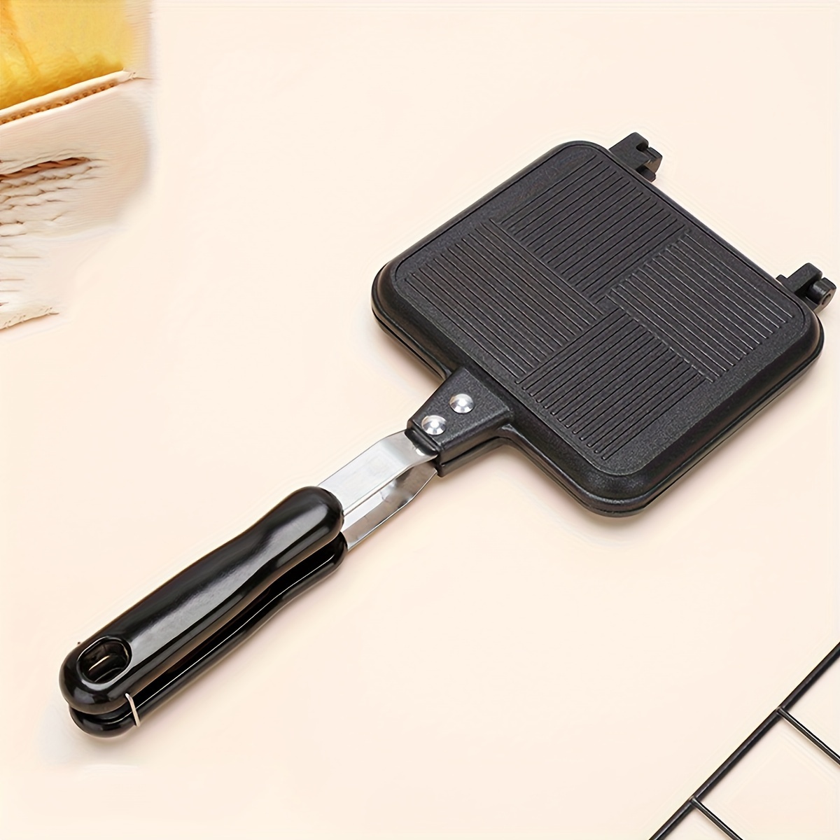 Non-Stick Hot Sandwich Panini Maker With Handle, Aluminum Double Sided  Frying Pan Detachable Grilled Sandwich Flip Pan, Stovetop Toasted Sandwich  Maker Pan For Home, Kitchen, Breakfast