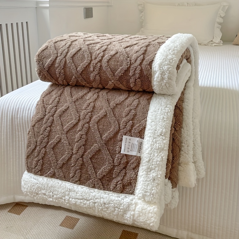 Double-sided Fleece Bed Blanket, Autumn And Winter Thickened Sofa Blanket,  Air Conditioning Blanket, Suitable For All Seasons - Temu