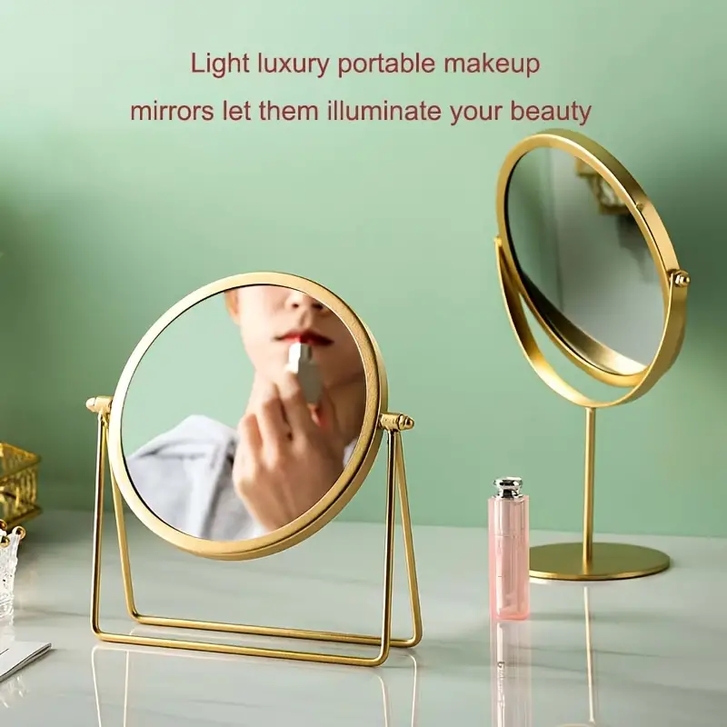 1pc Metall Desktop Makeup Spiegel, 360 Grad Drehbarer