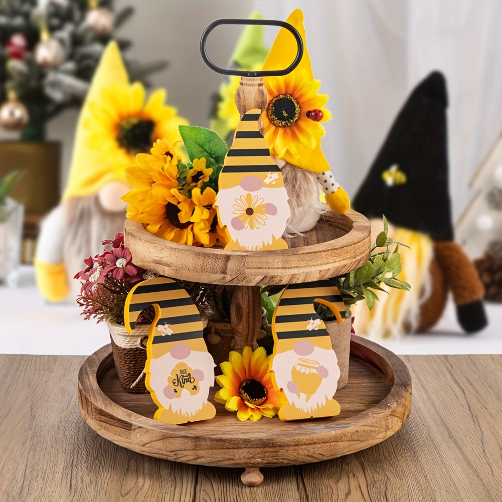 Bee Festival, Sunflower Bee Cover Face Man Layered Tray Decoration Set, Home  Living Room Desktop Decoration,halloween Signs Wooden Table Decorations  Farmhouse Tiered Tray Decorations, Halloween Spooky Ornaments, Tiered Tray Home  Decor 