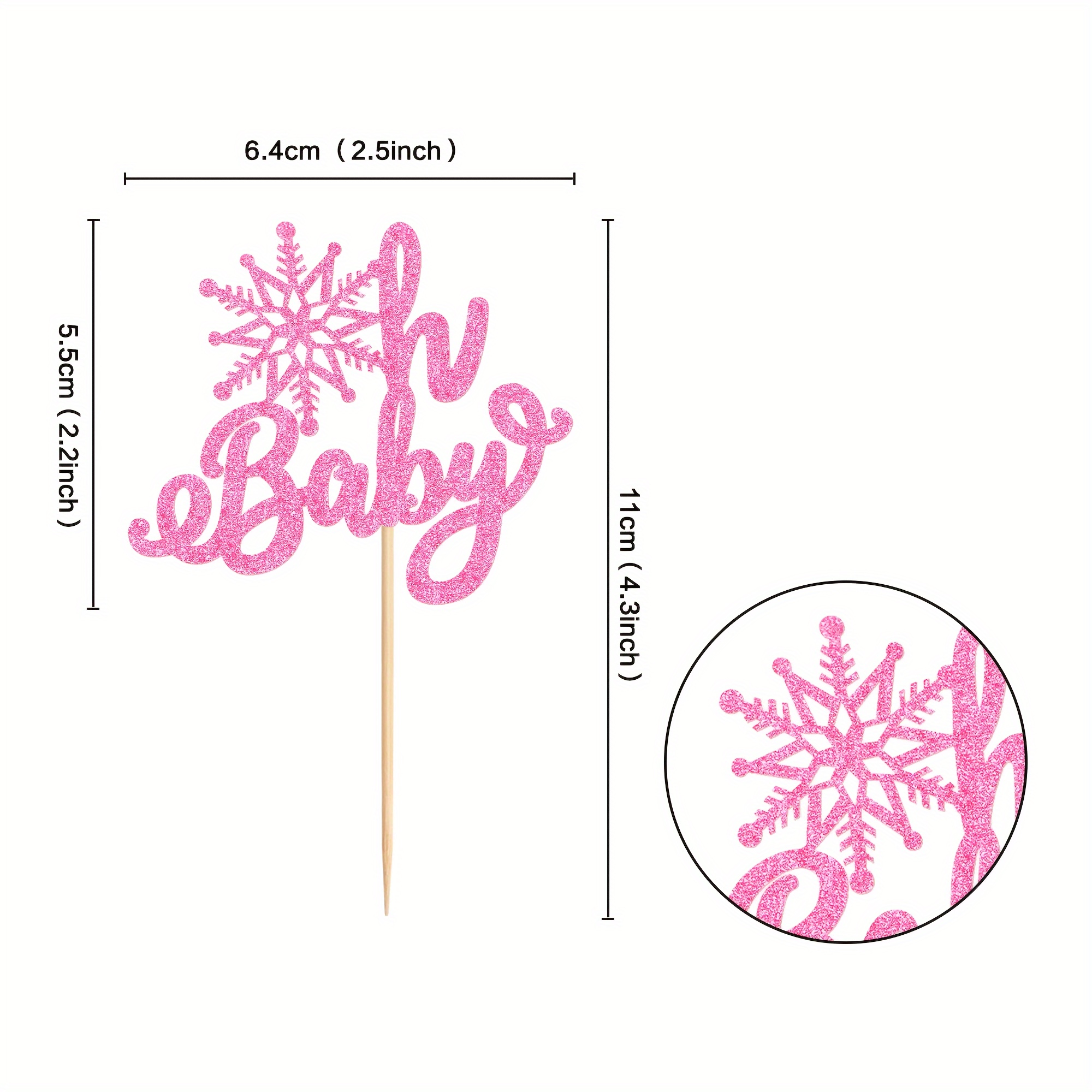 1 Pack Snowflake Oh Baby Cake Topper Glitter Baby Shower Snowflake Cake  Pick Decorations for Winter Snowflake Theme Baby Shower Kids Birthday Party