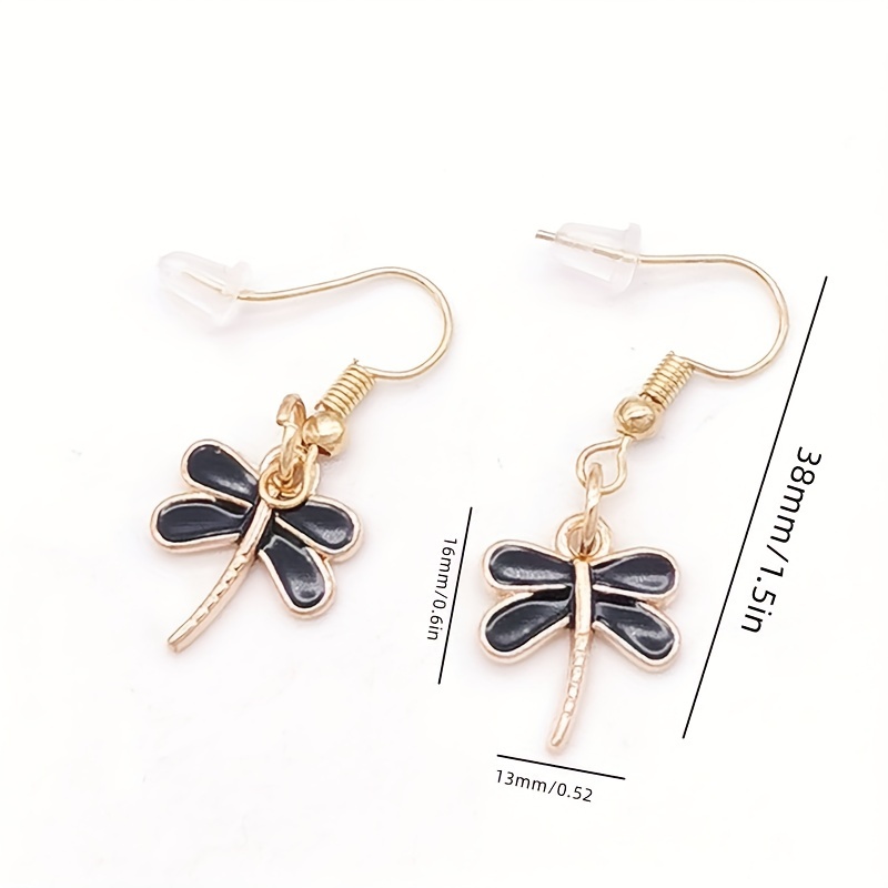 Alloy Dragonfly Earrings with Funky Drip Oil Design