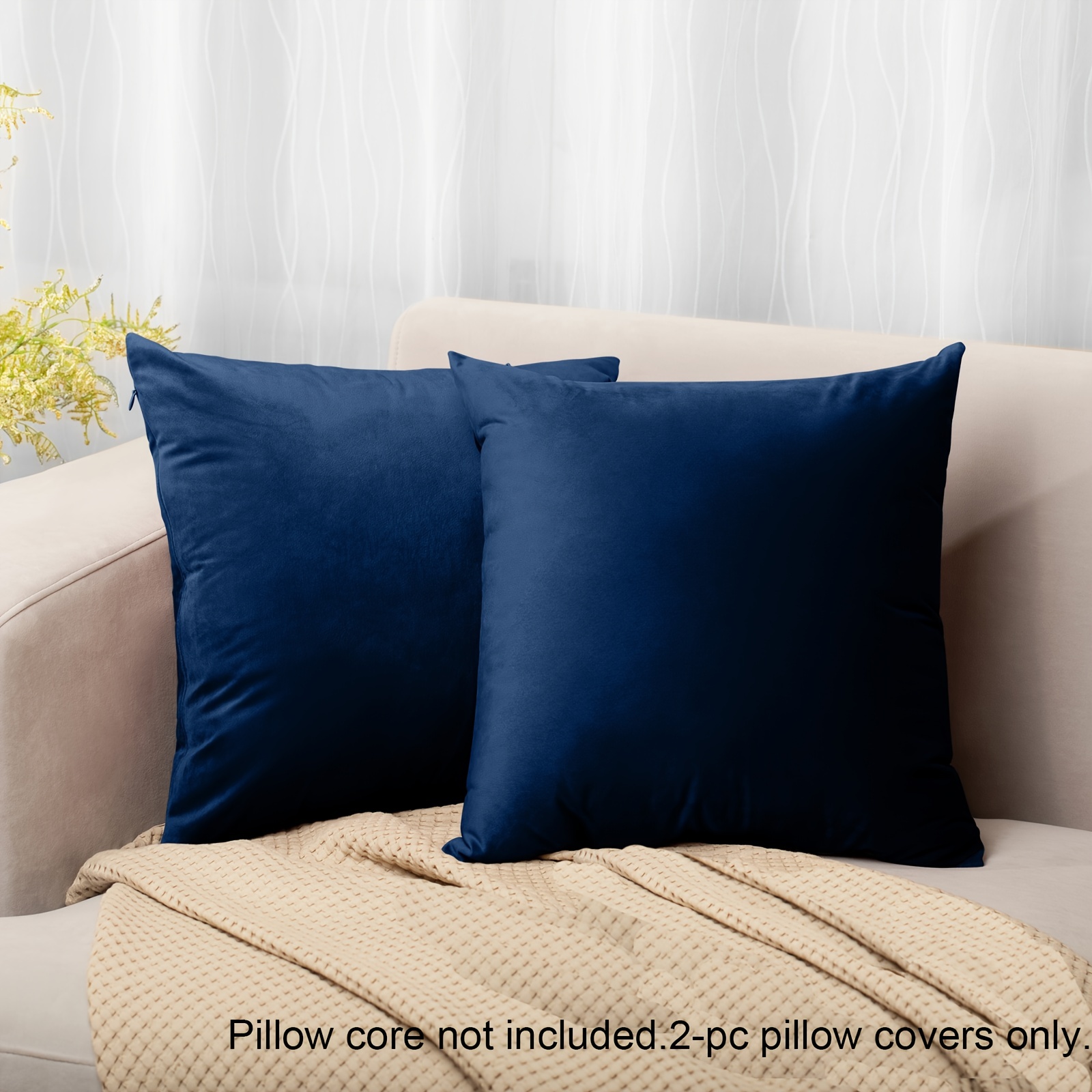 Velvet Navy Blue Throw Pillow Covers 18 X 18 Decorative - Temu