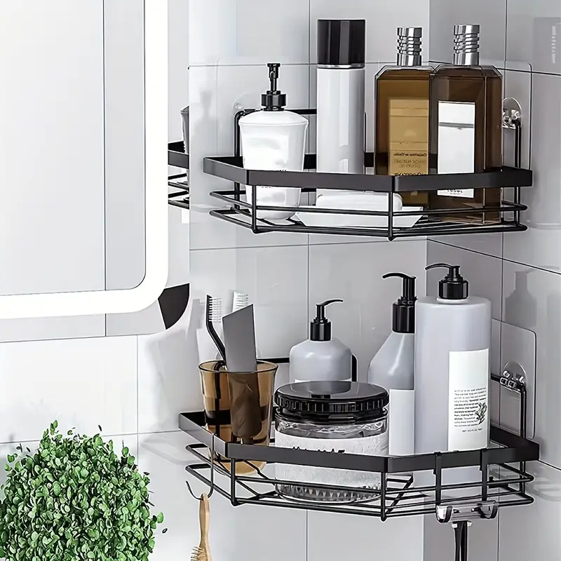 2PCS Shower Caddy Adhesive Shower Shelf for Bathroom Adhesive Kitchen  Storage Rustproof Storage Rack for Bathroom Wall Organizer