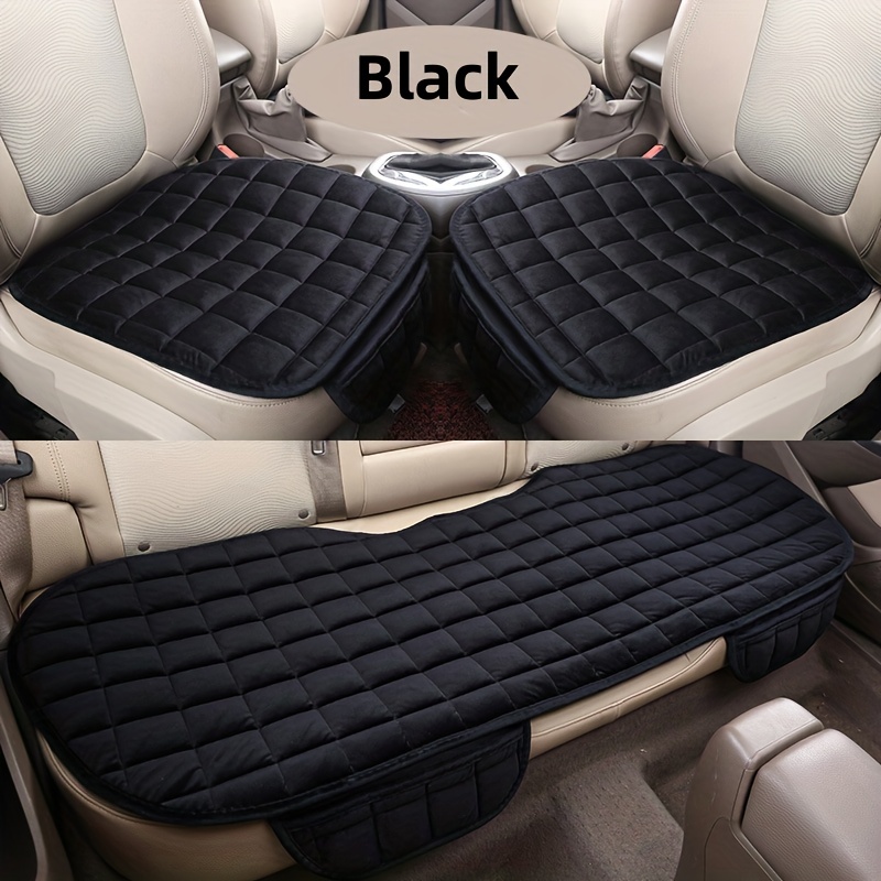 Enfourclass 1pc or 2pcs or 3pcs Plush Plaid Thicken Warm Car Seat Cushion Pad Car Seat Protector Car Front Rear Seat Covers for Car SUV Truck Car Accessories