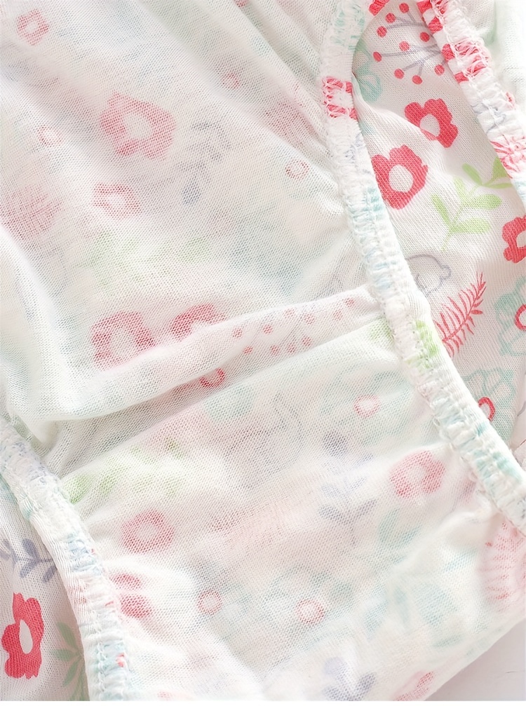 5pcs Girl's Breathable Cotton Briefs, Cartoon Floral & Bunny Pattern  Panties, Comfy Kid's Underwear