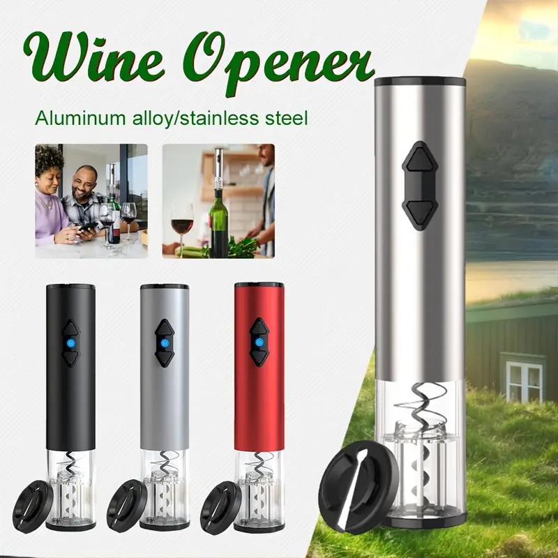 1pc electric wine opener automatic electric wine bottle corkscrew opener with foil cutter for wine lover 4 in 1 gift set details 1