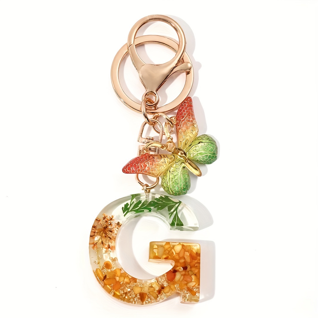 Colorful Capital Letter G Butterfly Resin Keychain Pendant For Men Temu