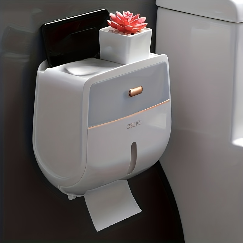 1pc Toilet Paper Holder Waterproof Tissue Storage Box Wall Mount Toilet  Roll Organizer Bathroom Accessories Sets