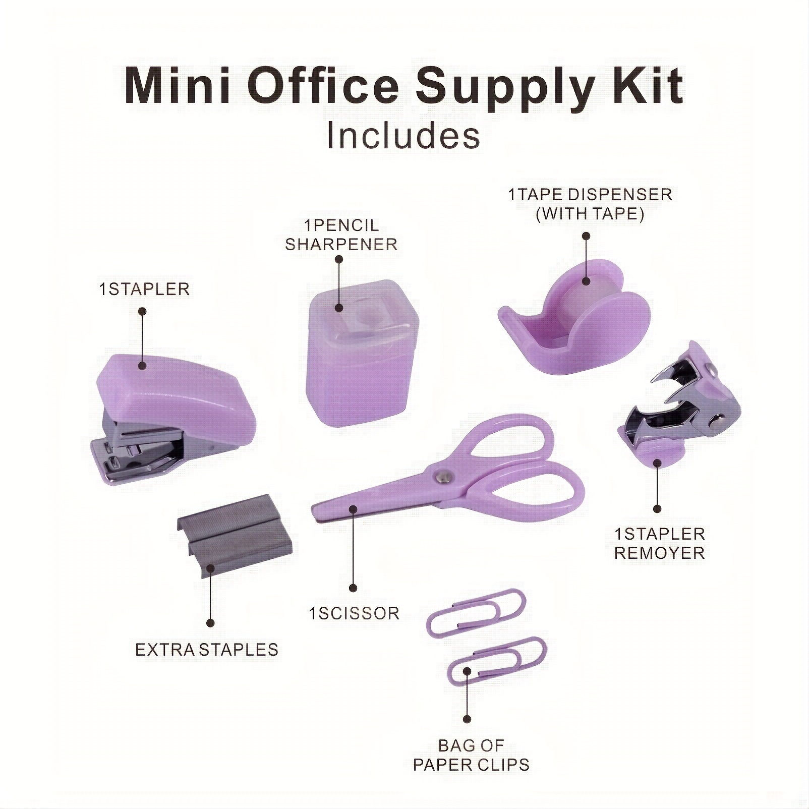 Sherr Mini Office Supply Kits Mini Stationary Kit Christmas Office School  Supplies Gifts Bulk Portable Travel Office Supplies Kit Mini Staple Stapler