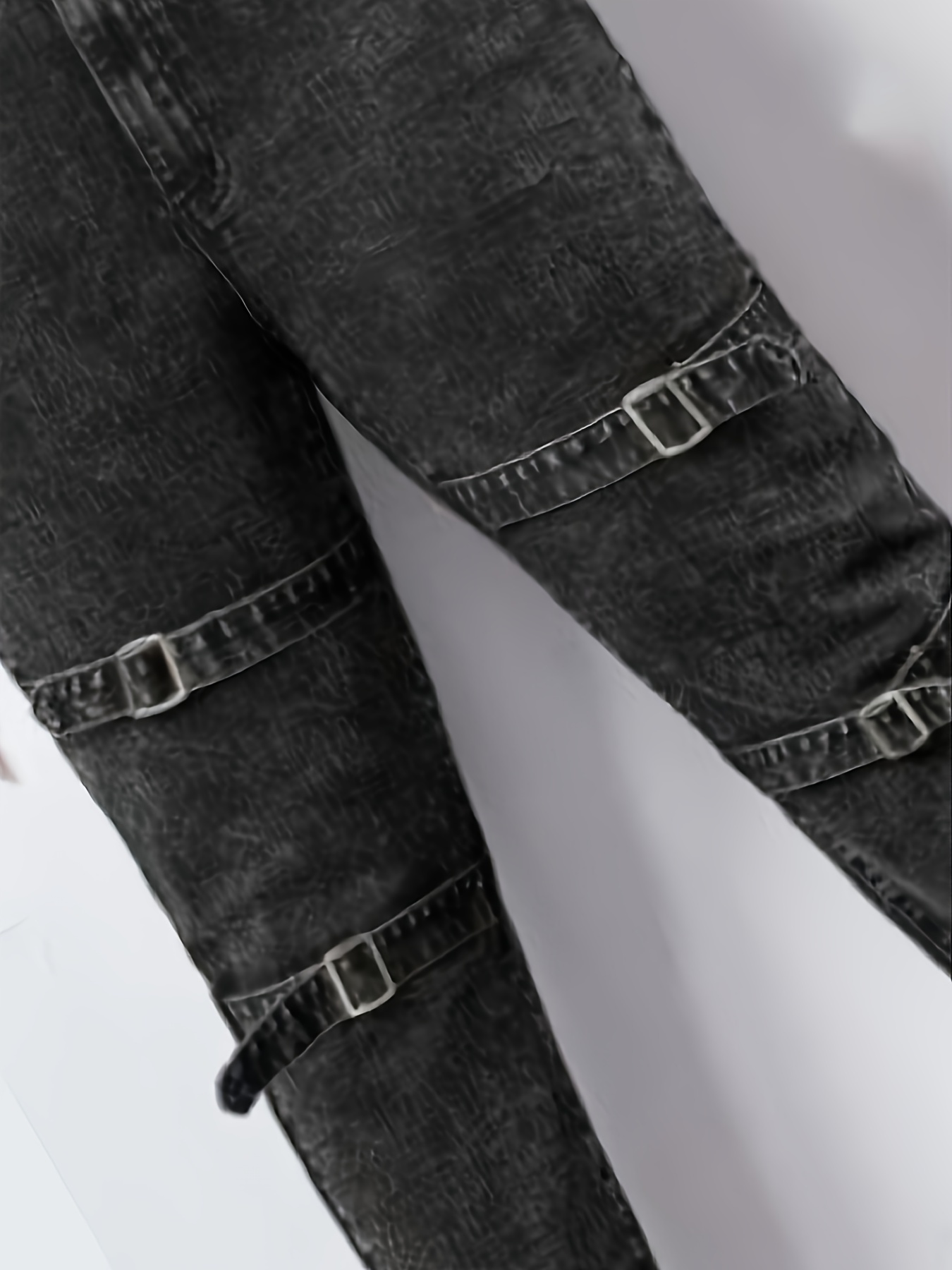 Solid Button Fly High Stretch Jeans