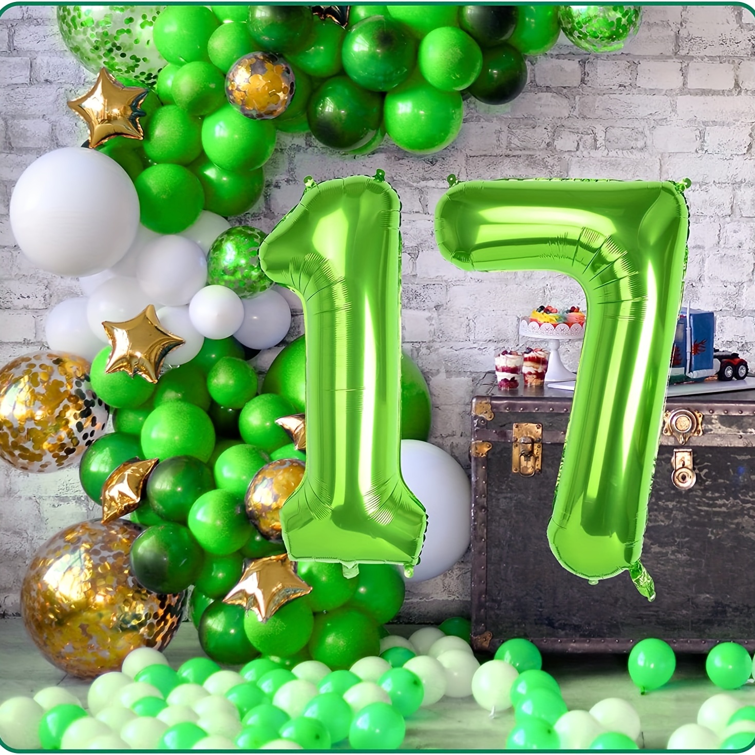 Globos de helio de Mylar de 40 pulgadas, color verde, con el número 10,  suministros de decoración de fiesta, ideales para cumpleaños de 10 años