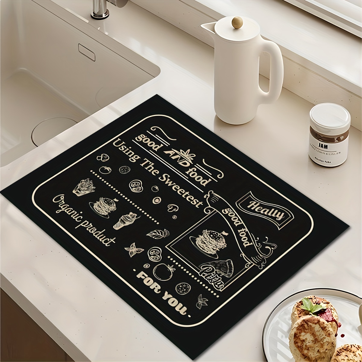 Stain Resistant Coffee Coaster, Absorbent Mat, Kitchen Counter Bar