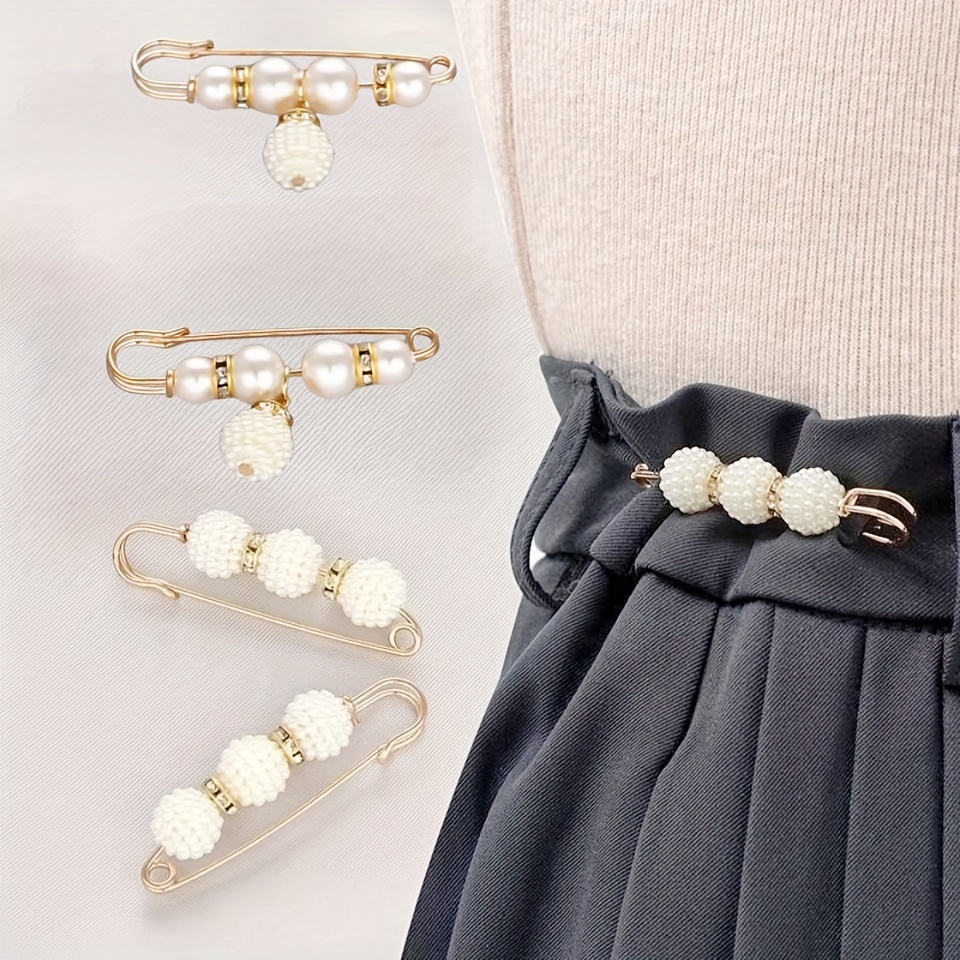 Fashion Pearl Rhinestone Number 5 Brooch Pins Clothes Scarf DIY Accessories