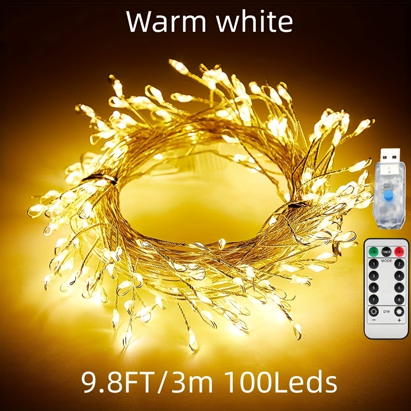 LED Firecracker Fairy Lights 8 Modes Remote Timer Waterproof