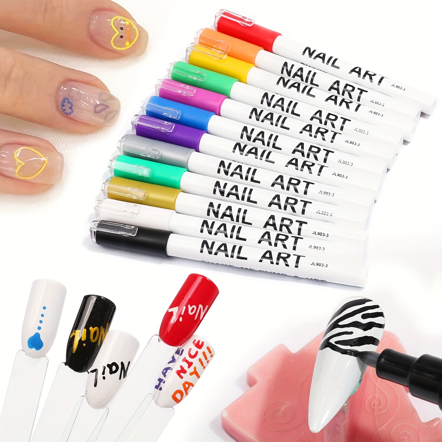 Set di penne per nail art 3D, penna punteggiata per graffiti a punta per  unghie, pennello per fodera per disegno e pittura per nail art fai-da-te,  strumenti per manicure di bellezza 