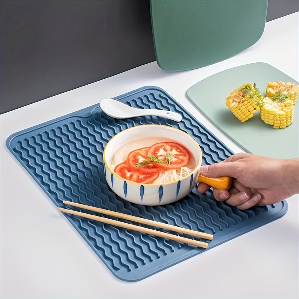 1pc Blue High Temperature Silicone Mat For Kitchen With Non-slip