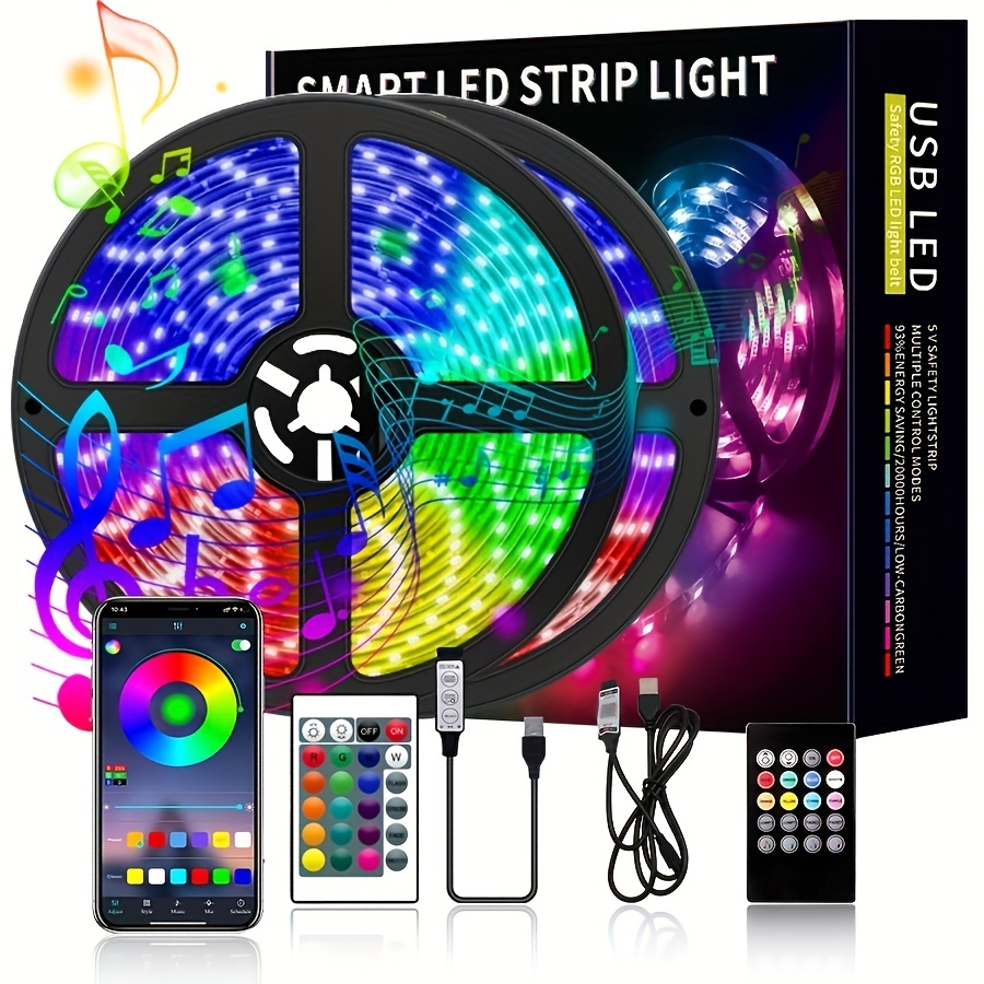 DC 5V Bluetooth RGB 3535 LED Strip Light Smart Phone Control Flexible  Ribbon DIY Led Light Strip USB Tape Diode Christmas Lights