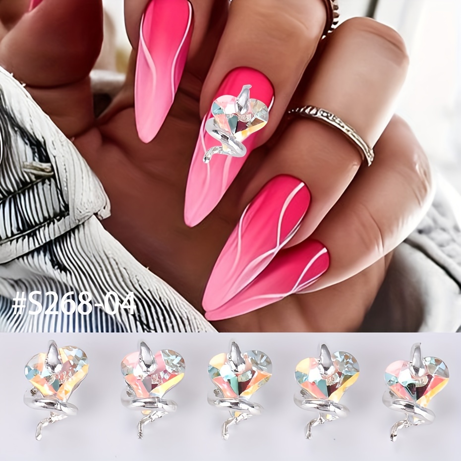 Heart Nail Charms 3d Nail Rhinestone Crystal Gem Charms For - Temu