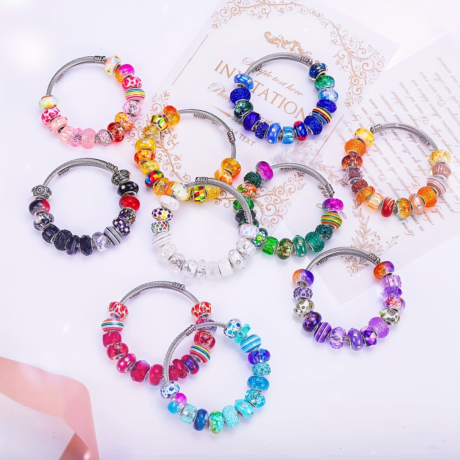 Shiny Resin Beads Rainbow Large Hole Loose Spacer Bead For - Temu