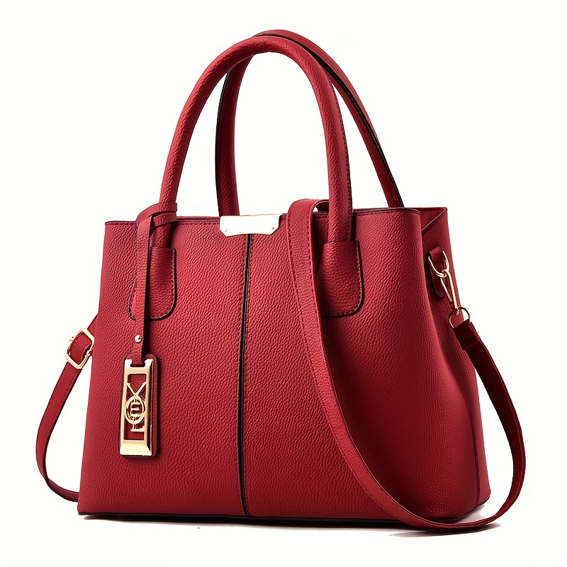 Simple Faux Leather Handbag, Women's Elegant Crossbody Bag with Zipper Stylish Purse, Christmas Styling & Gift,Temu