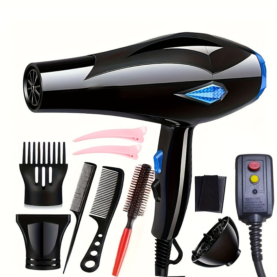 Secador de pelo, secador iónico profesional de 2200 W con cuidado del  cabello Blue Ray, potente salón de belleza, secado rápido, temperatura