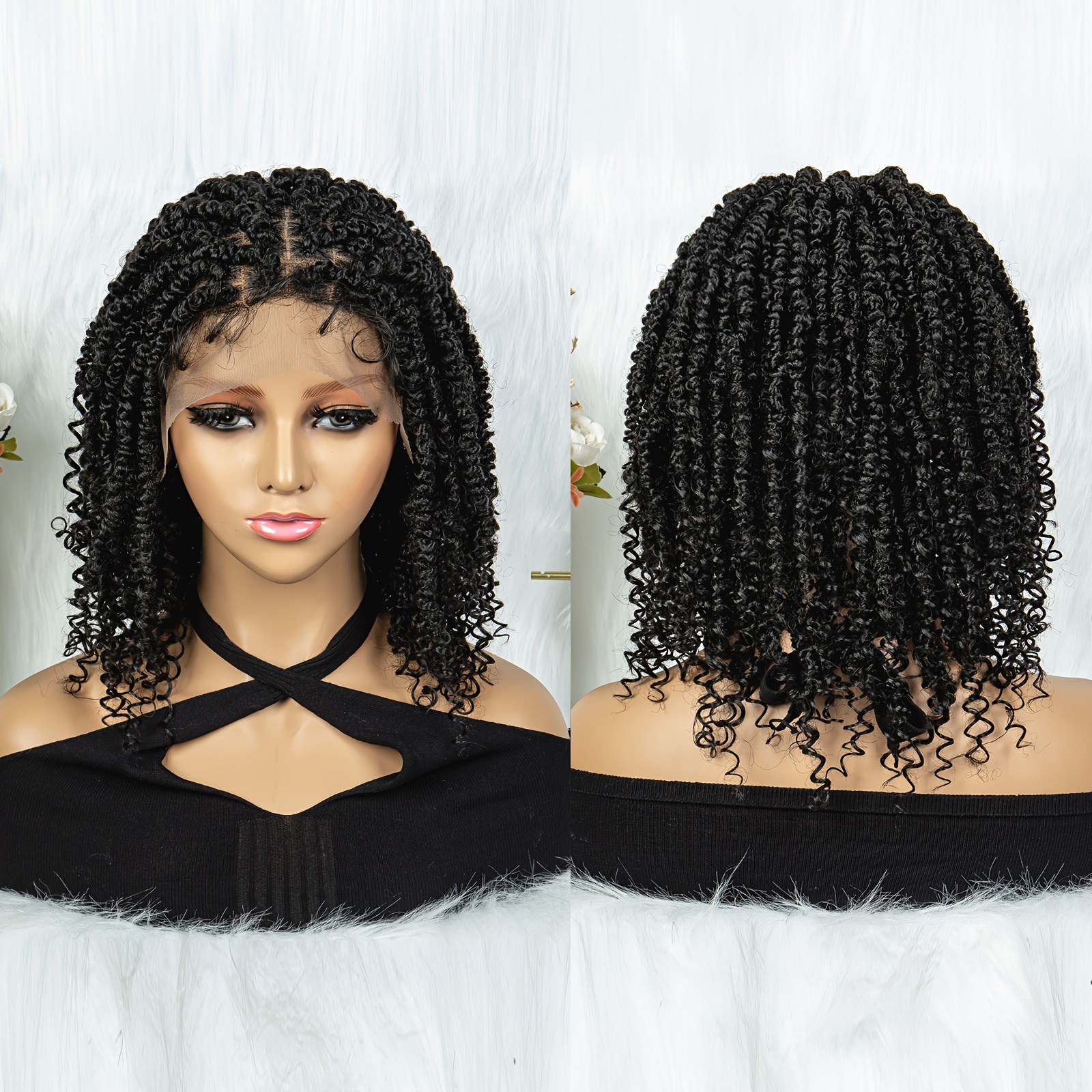 Braided Wigs Women Lace Front Square Knotless Box Braid Wig - Temu