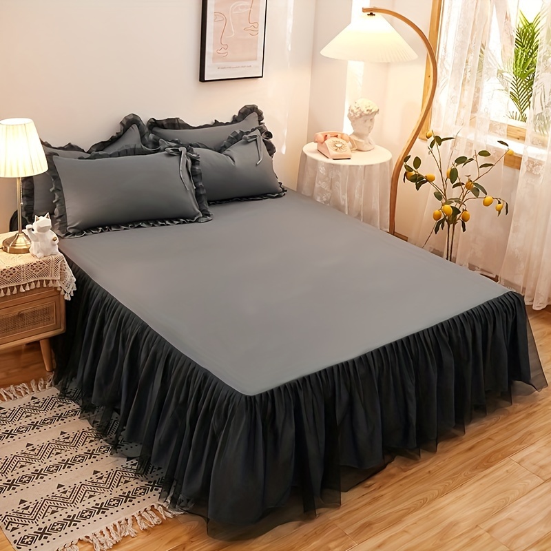 1Pc Bed Skirt Princess Style Bedding Lace Bedspread Non-Slip Sheets Bed  Cover