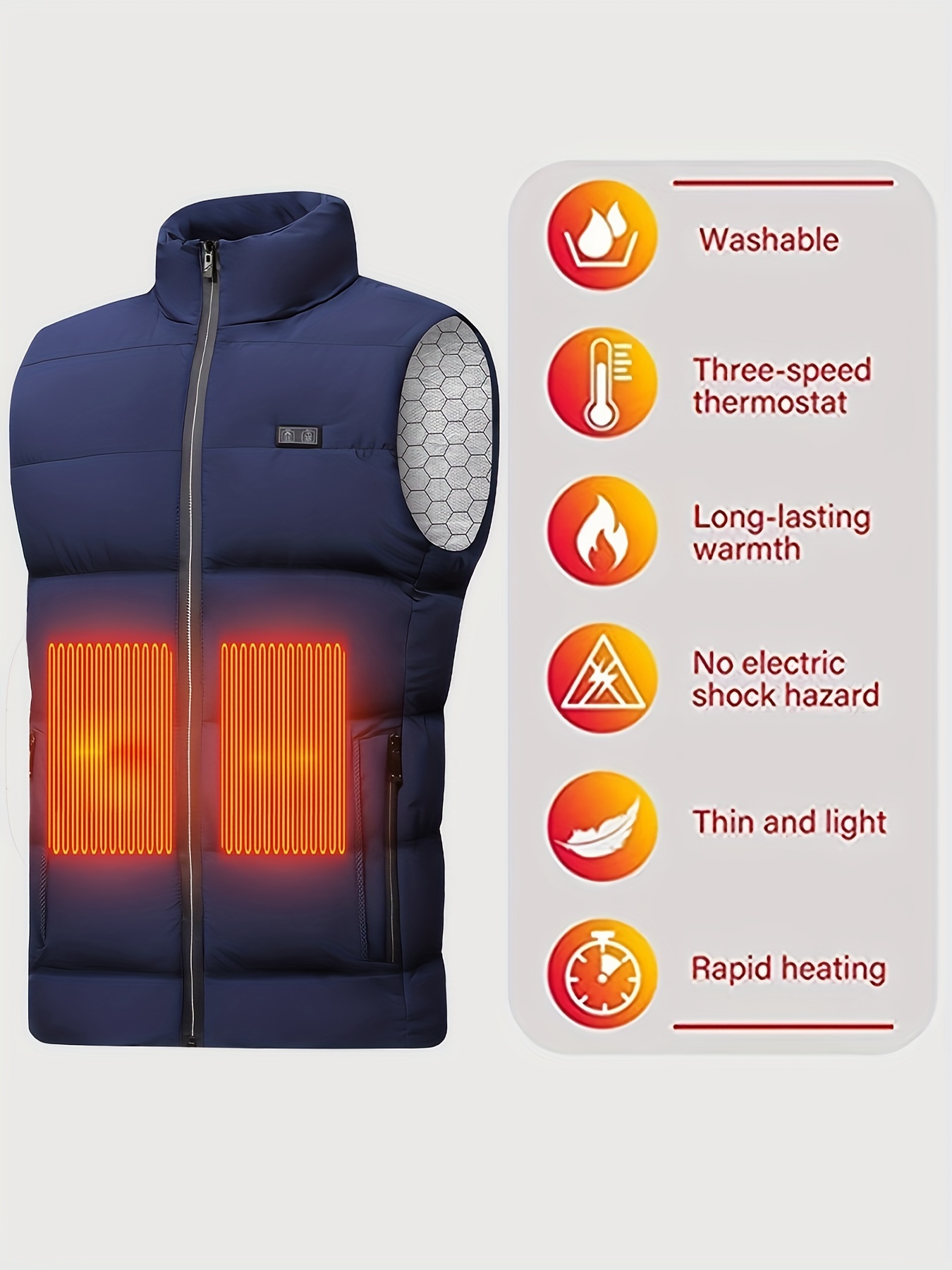  ErZhuiZi Chaleco térmico USB, chaleco eléctrico para hombres y  mujeres, calentador eléctrico con 3 niveles de temperatura, 9 zonas de  calefacción para acampar al aire libre, patinaje sobre hielo (sin 
