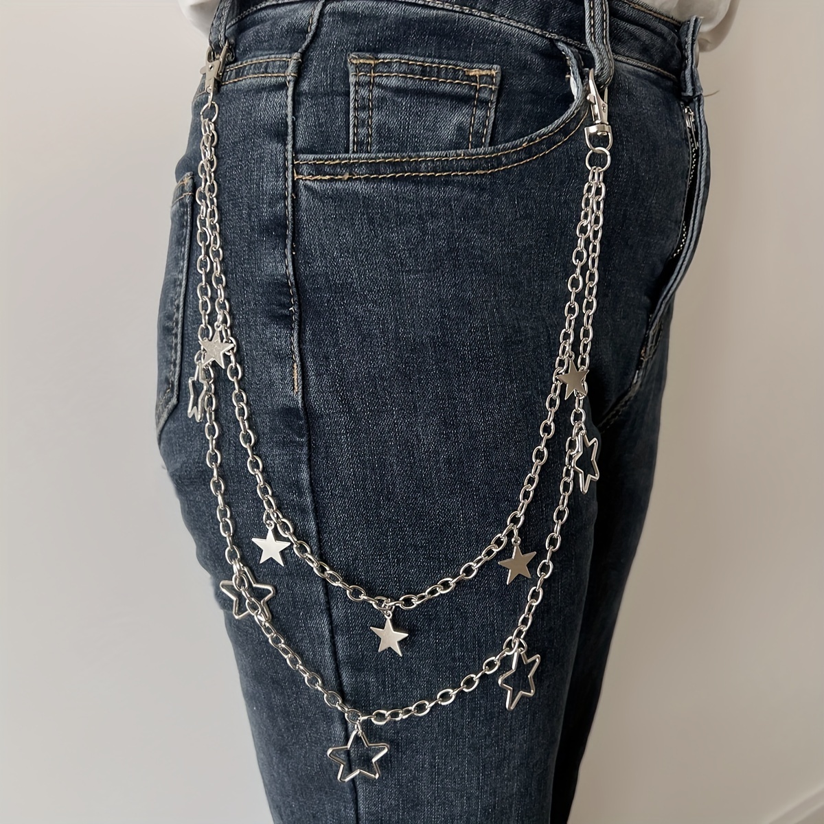 1pc Men Star & Moon Charm Fashionable Layered Pant Chain For Pants  Decoration