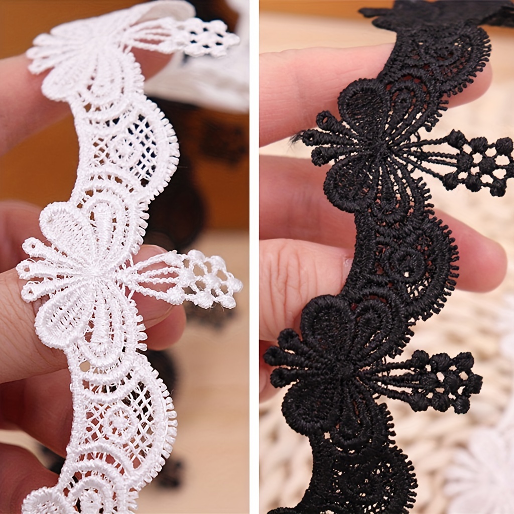 Black Embroidered Lace Ribbon  Embroidered Lace Trim Black