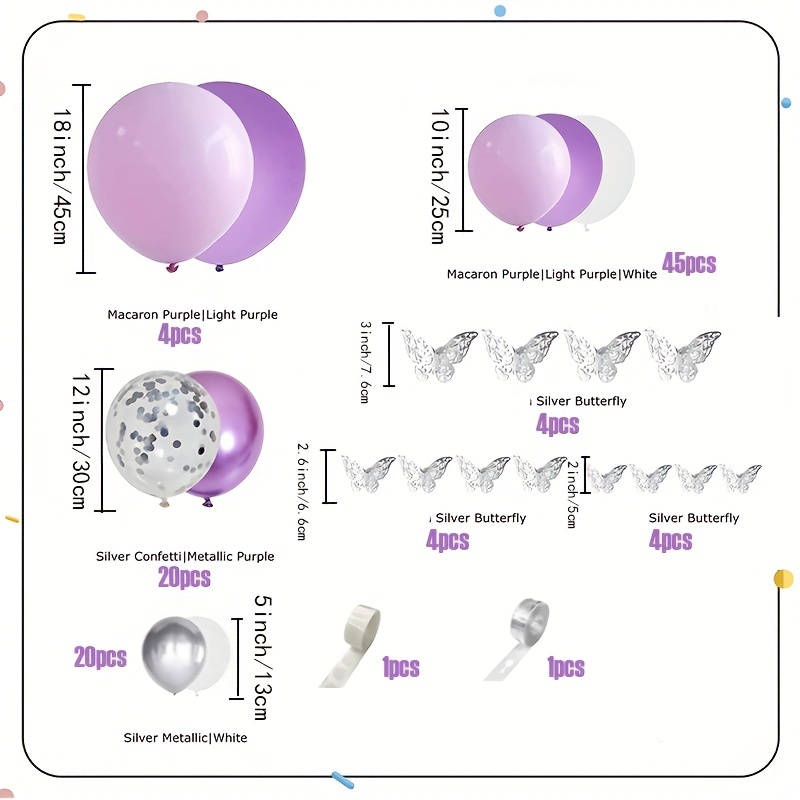 134 Uds. 5/10/12/18 Pulgadas Kit Arco Globo Látex Confeti - Temu