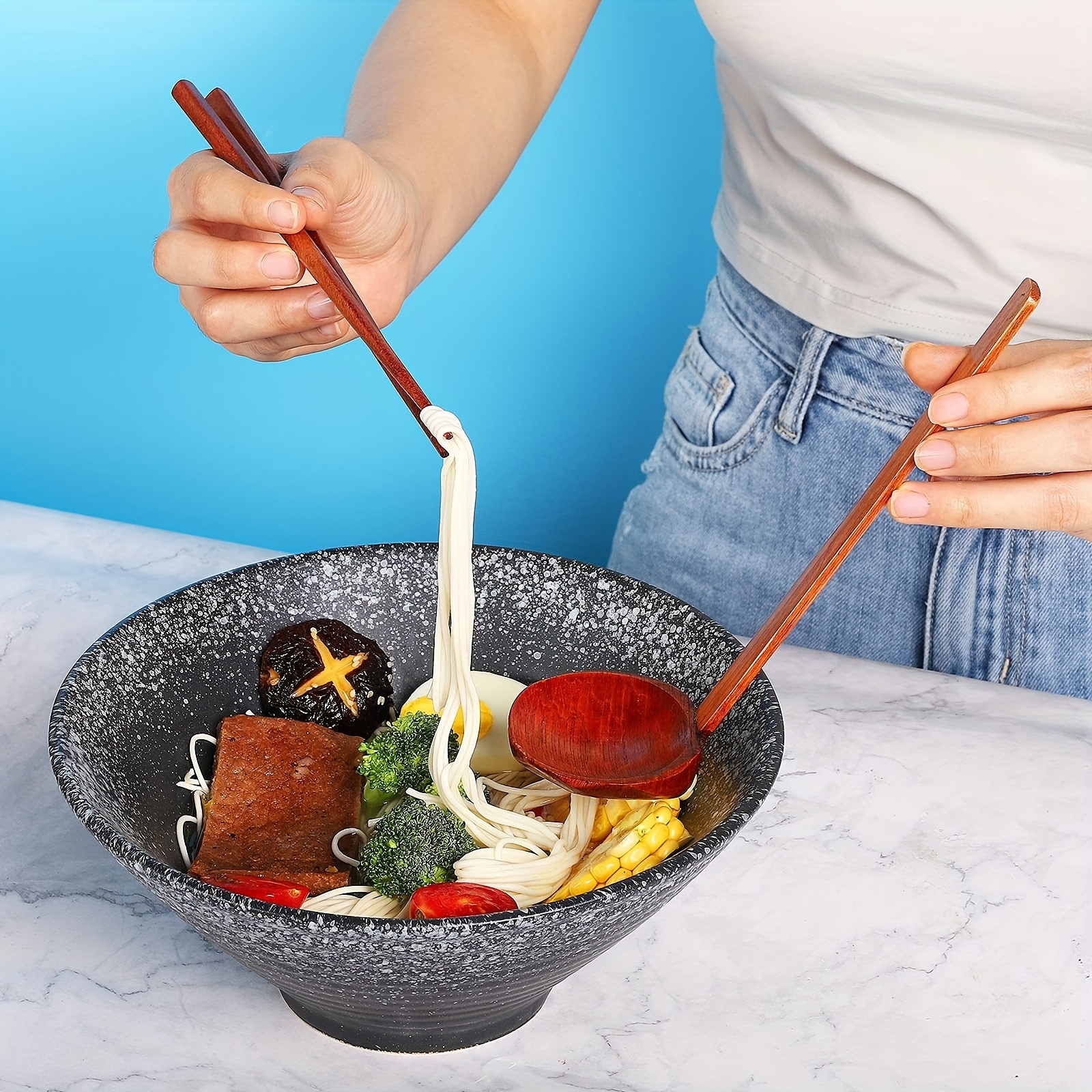 Unbreakable Large Soup Bowls Spoons Japanese Ramen Bowl Udon - Temu