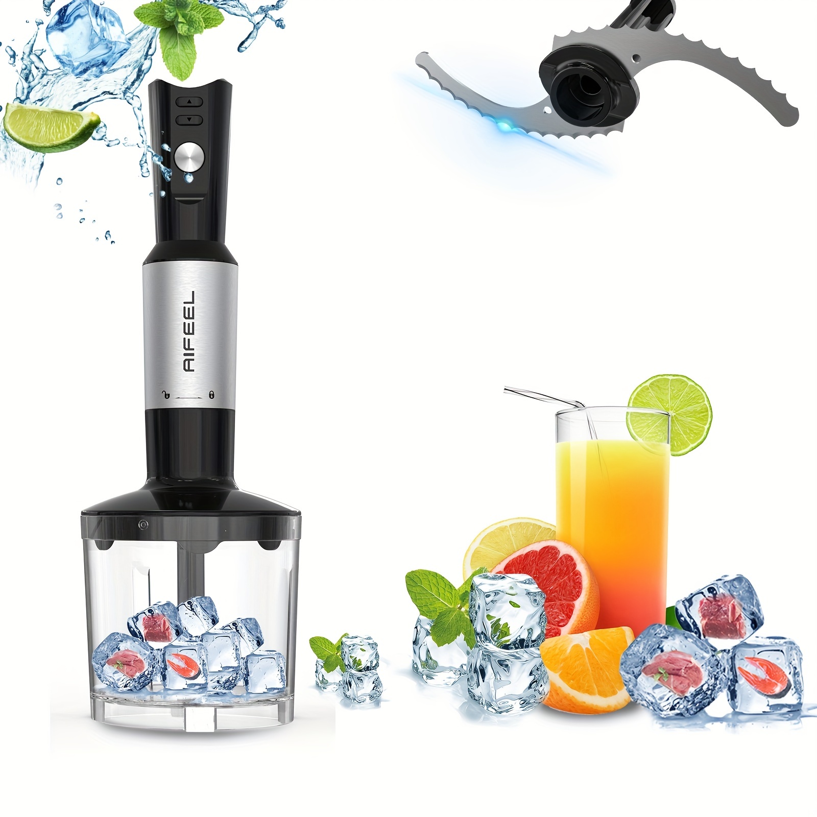 Hand Blender, Handheld Stick Blender With Ice Chopper, Stainless Steel  Whisk And Milk Frother For Smoothie, Sauces,puree, Soup, Milk Coffee,  Kitchen Stuff Kitchen Accessories Home Kitchen Items - Temu