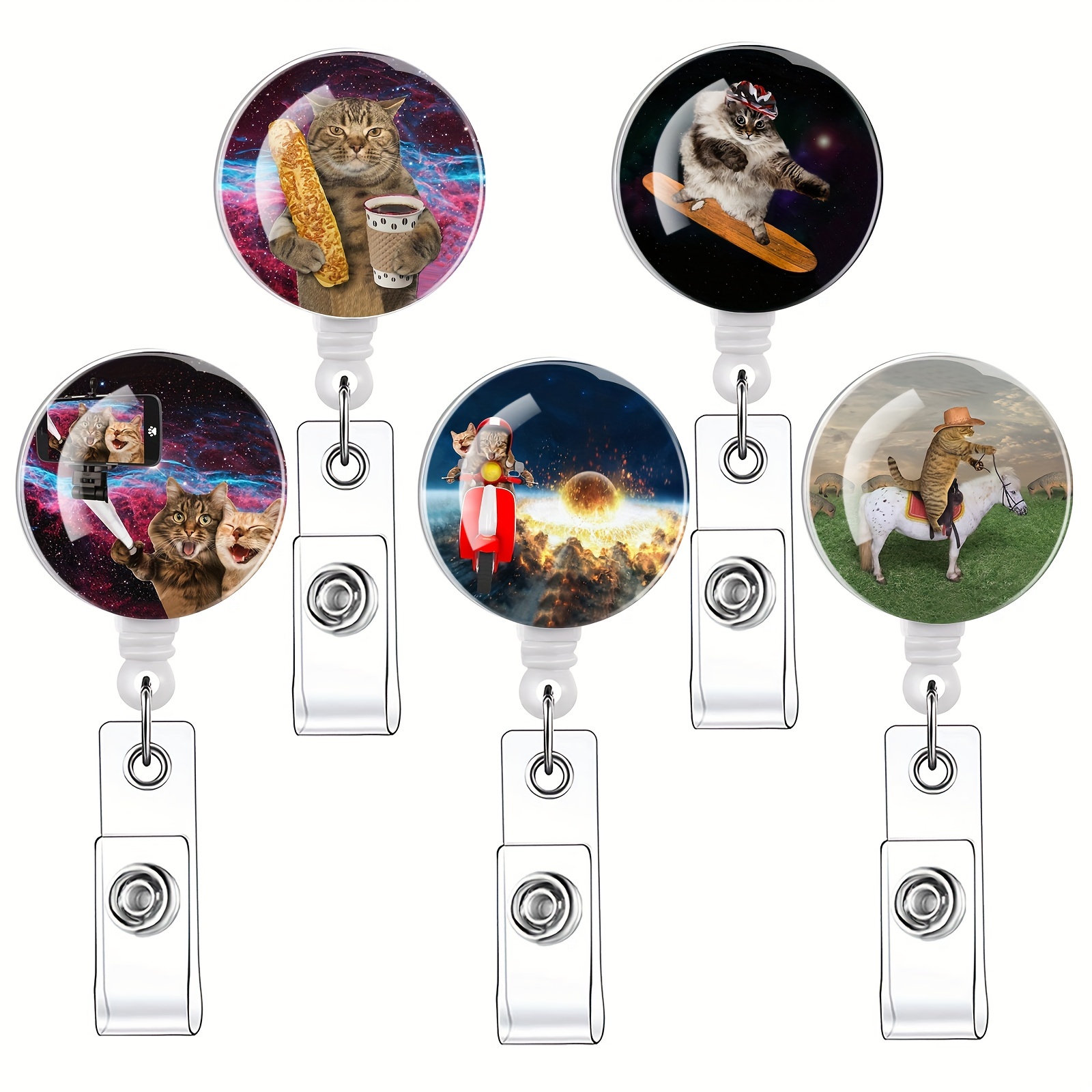 6 Pieces I Love Tiny Humans Retractable Badge Holder Reel Baby Button Nurse Badge Holder Retractable ID Badge Reel Holder with Clip ID Card Holders