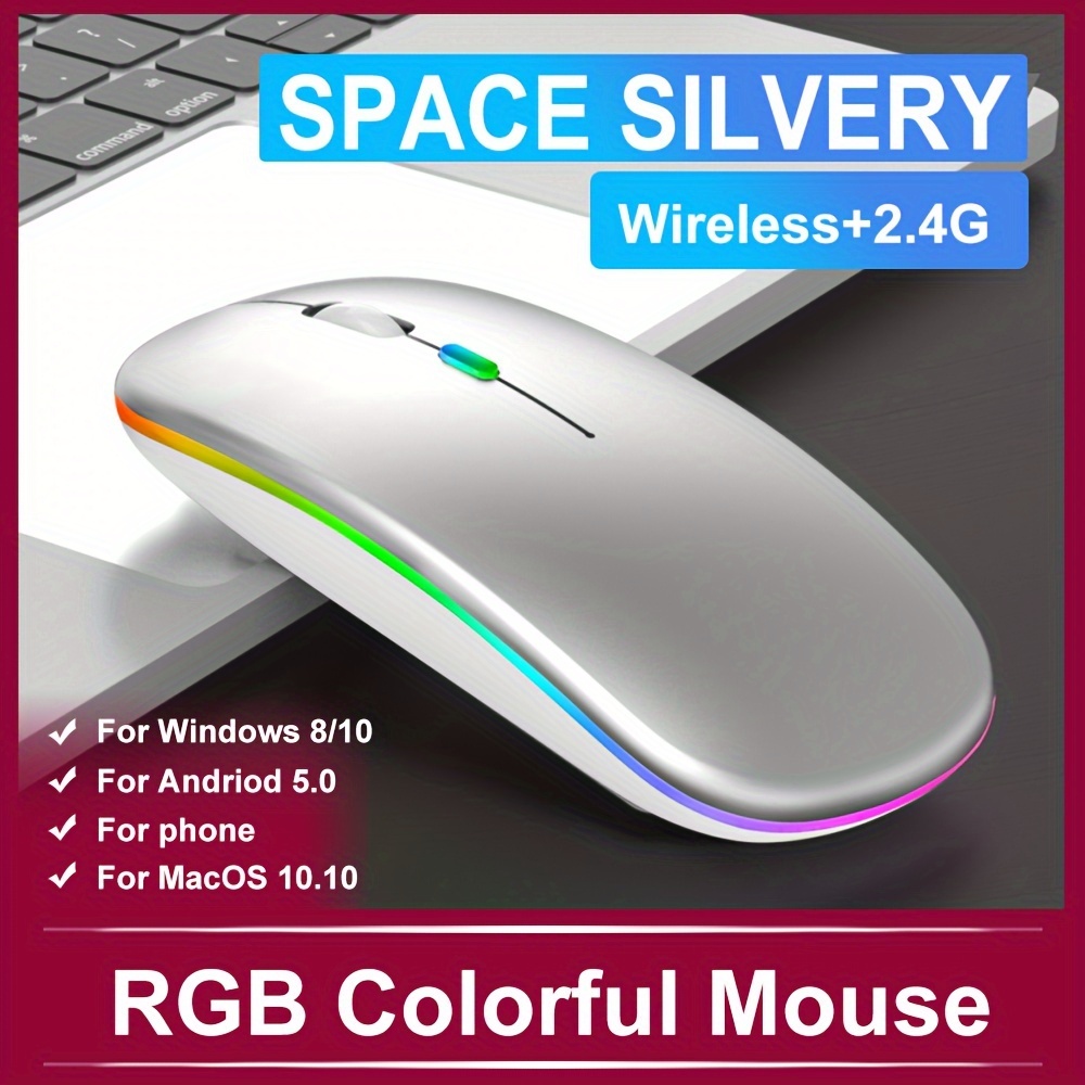 1 pezzo Mouse ufficio Mouse da gioco Usb ricaricabile Mouse silenzioso  Ergonomico Laptop Mouse senza fili