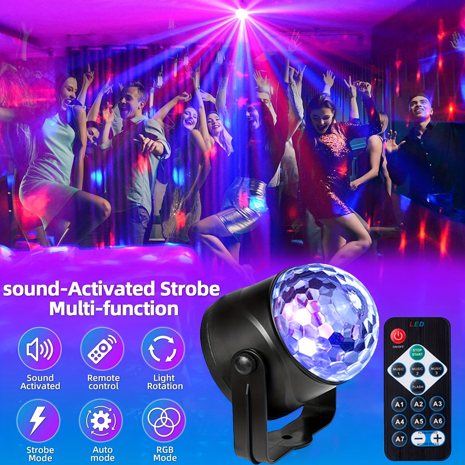 Disco Ball With Remote Control Dj Lighting Party Lights Strobe Lamp 15  Modes Stage Bar Light For Home Dance Birthday Bar Show Club